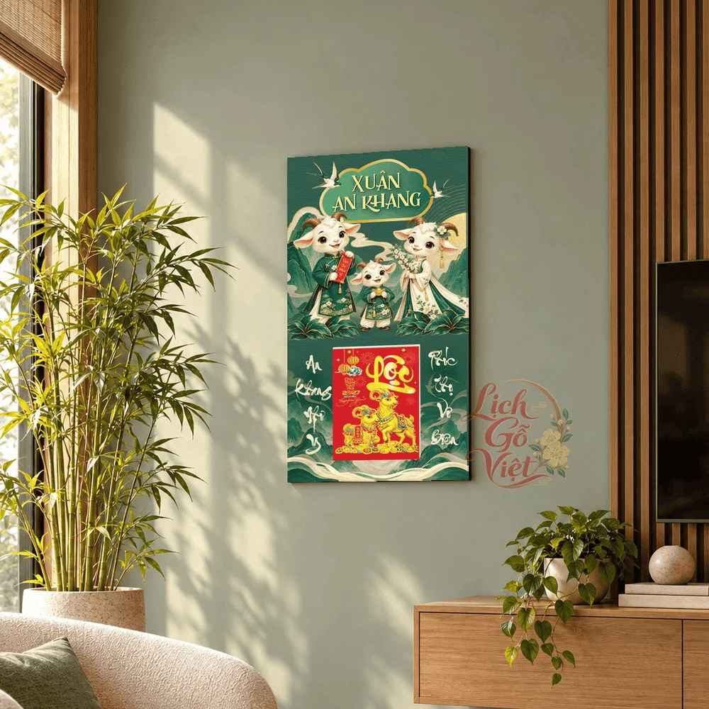 Lịch gỗ tráng gương 2027 30×60 cm Xuân An Khang LGV27T3-12 — ảnh 2