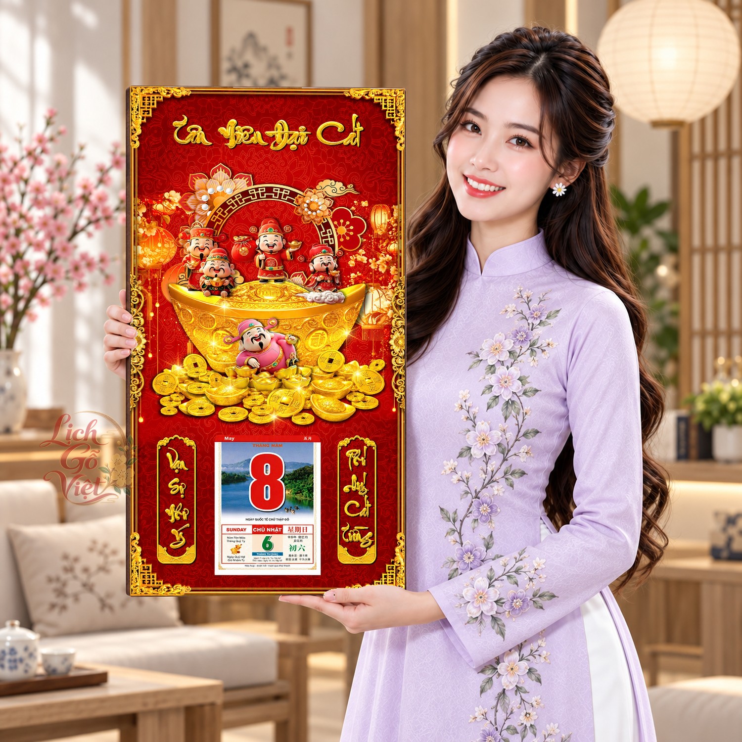 Lịch gỗ treo tường Kim Nguyên Bảo 39×79 cm – LGV27AK-102 — ảnh 4