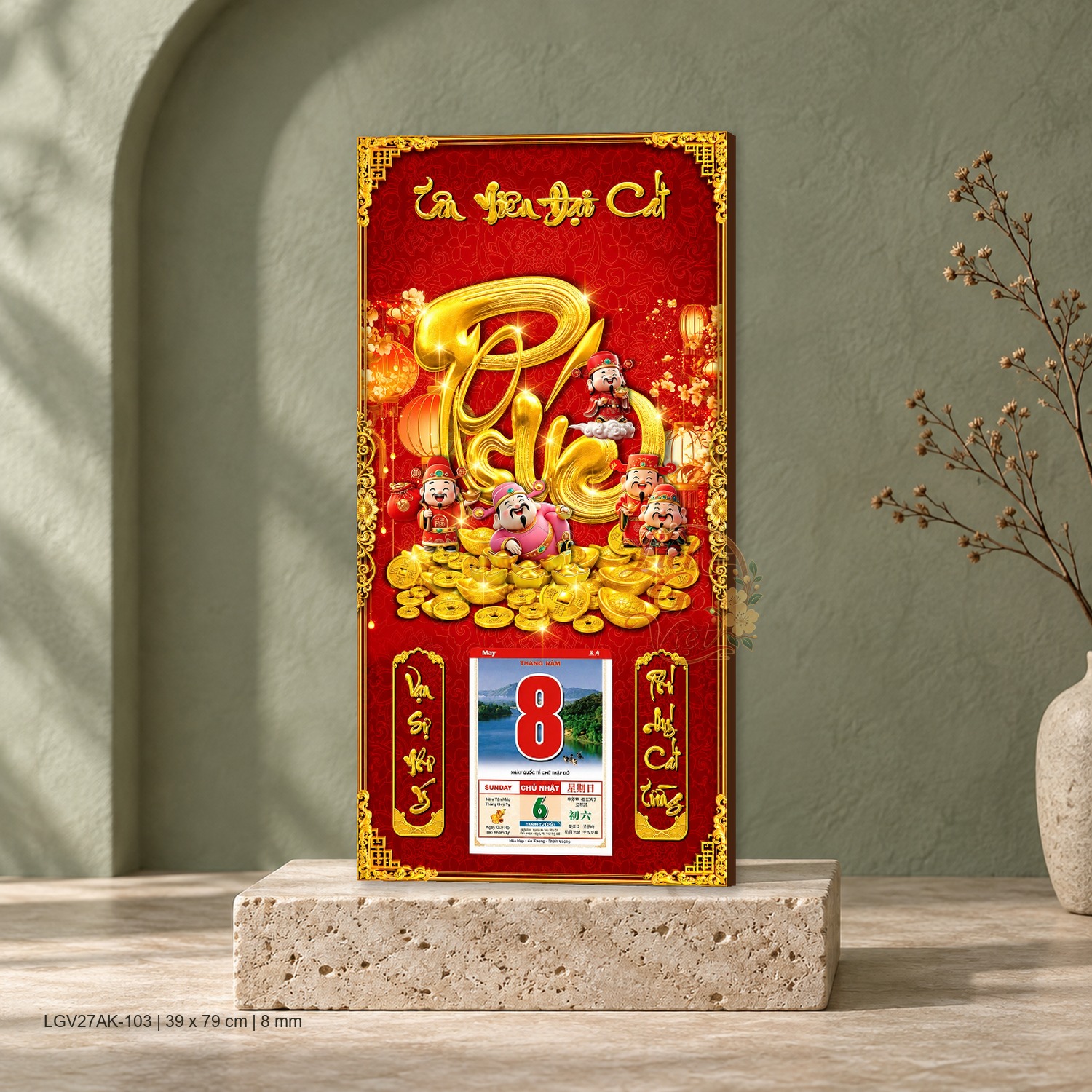 Lịch gỗ treo tường Phúc Đến Nhà 39×79 cm – LGV27AK-103