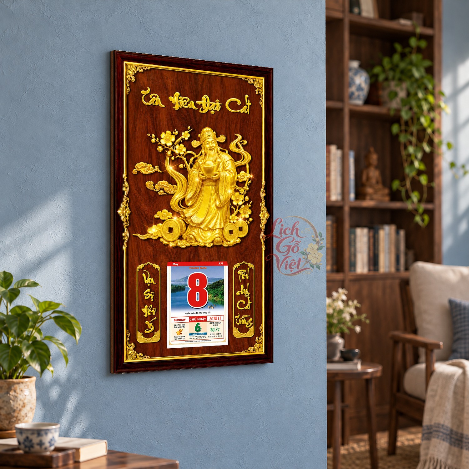 Lịch gỗ treo tường Phúc Thọ An Khang Nền Gỗ 39×79 cm – LGV27AK-77 — ảnh 3
