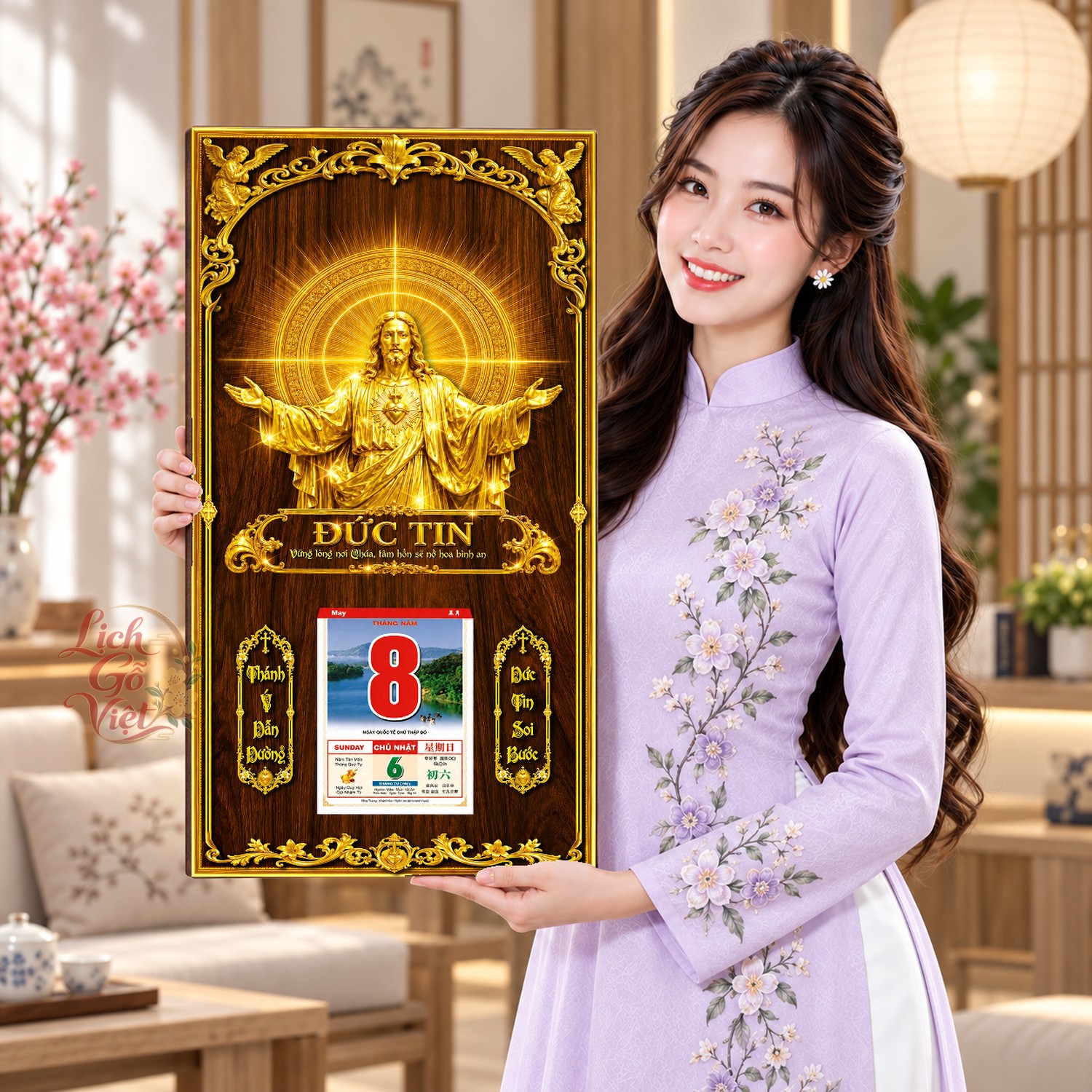Lịch gỗ treo tường Đức Tin 39×79 cm – LGV27AK-93 — ảnh 4