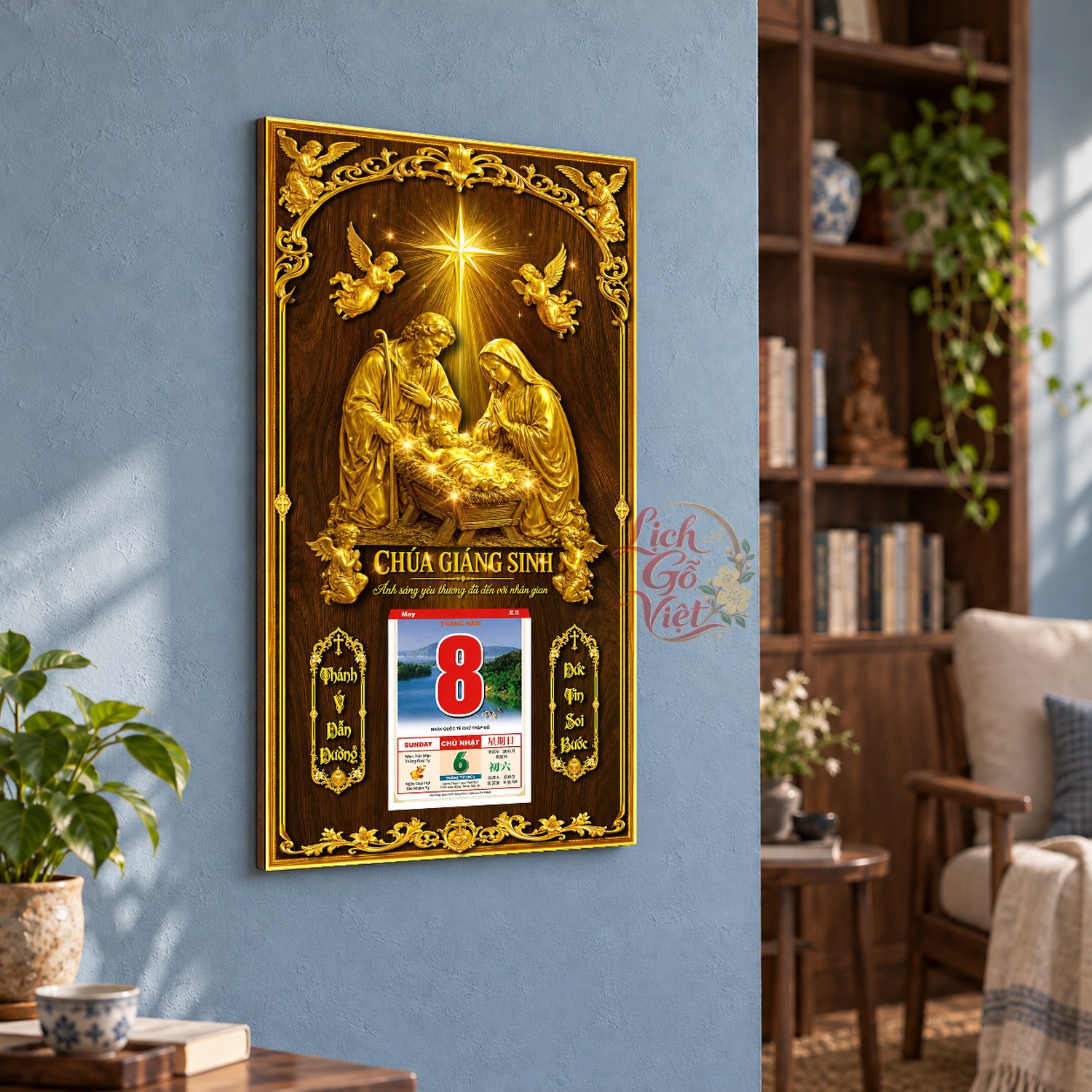 Lịch gỗ treo tường Giáng Sinh An Lành 39×79 cm – LGV27AK-94 — ảnh 3