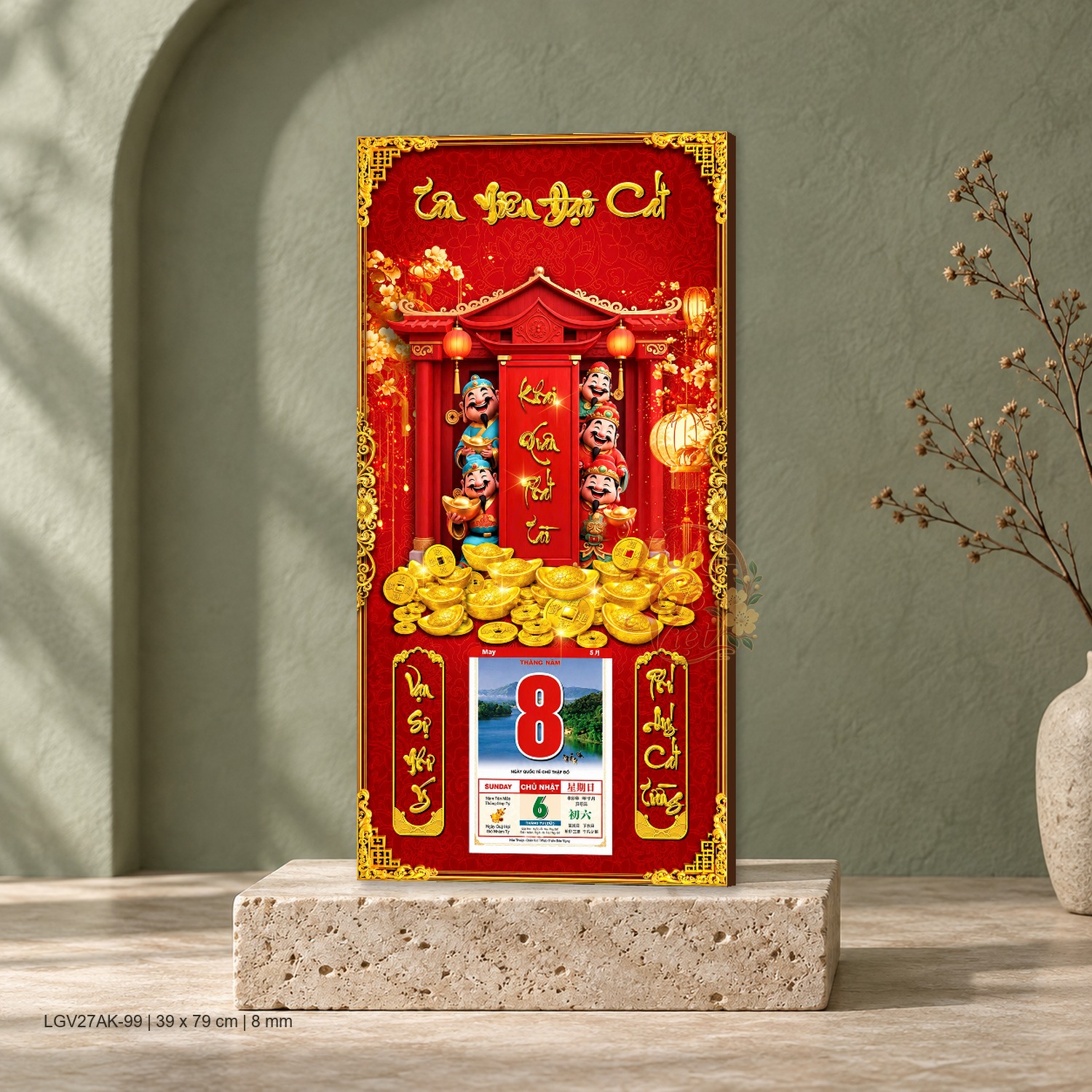Lịch gỗ treo tường Xuân Về Trước Ngõ 39×79 cm – LGV27AK-99