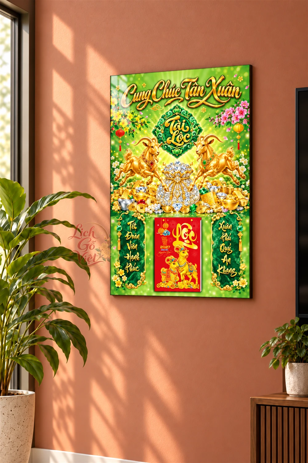 Lịch gỗ tráng gương 40x60cm Song Dương Phú Quý LGV27T4-04 — ảnh 2