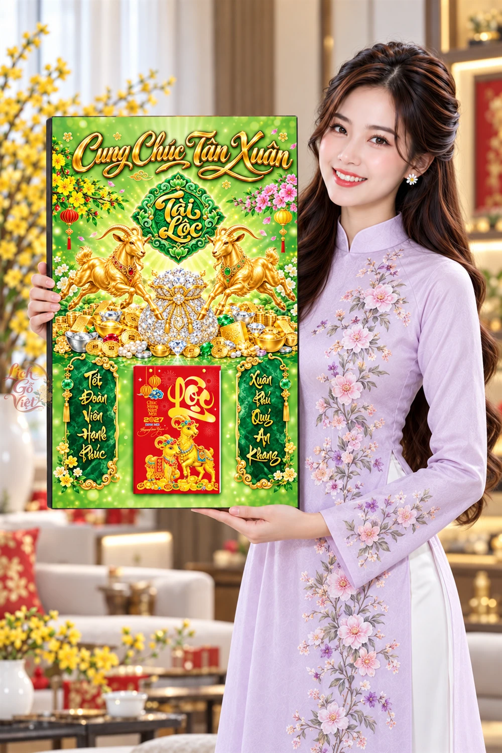 Lịch gỗ tráng gương 40x60cm Song Dương Phú Quý LGV27T4-04 — ảnh 4