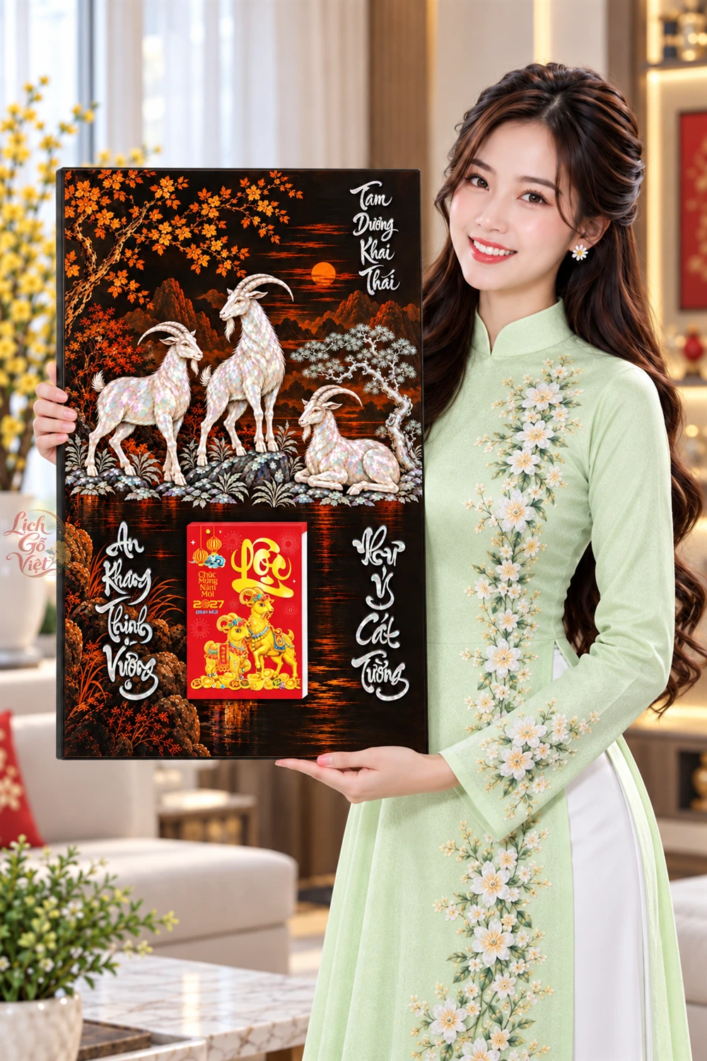 Lịch gỗ tráng gương 40x60cm Tam Dương Khai Thái LGV27T4-10 — ảnh 4