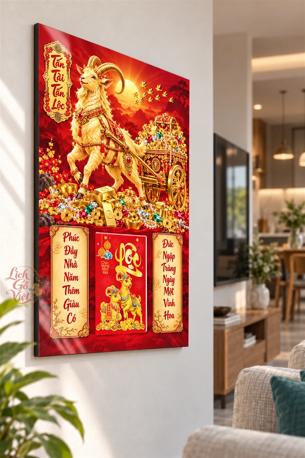 Lịch gỗ tráng gương 40x60cm Tấn Tài Tấn Lộc LGV27T4-13 — ảnh 3
