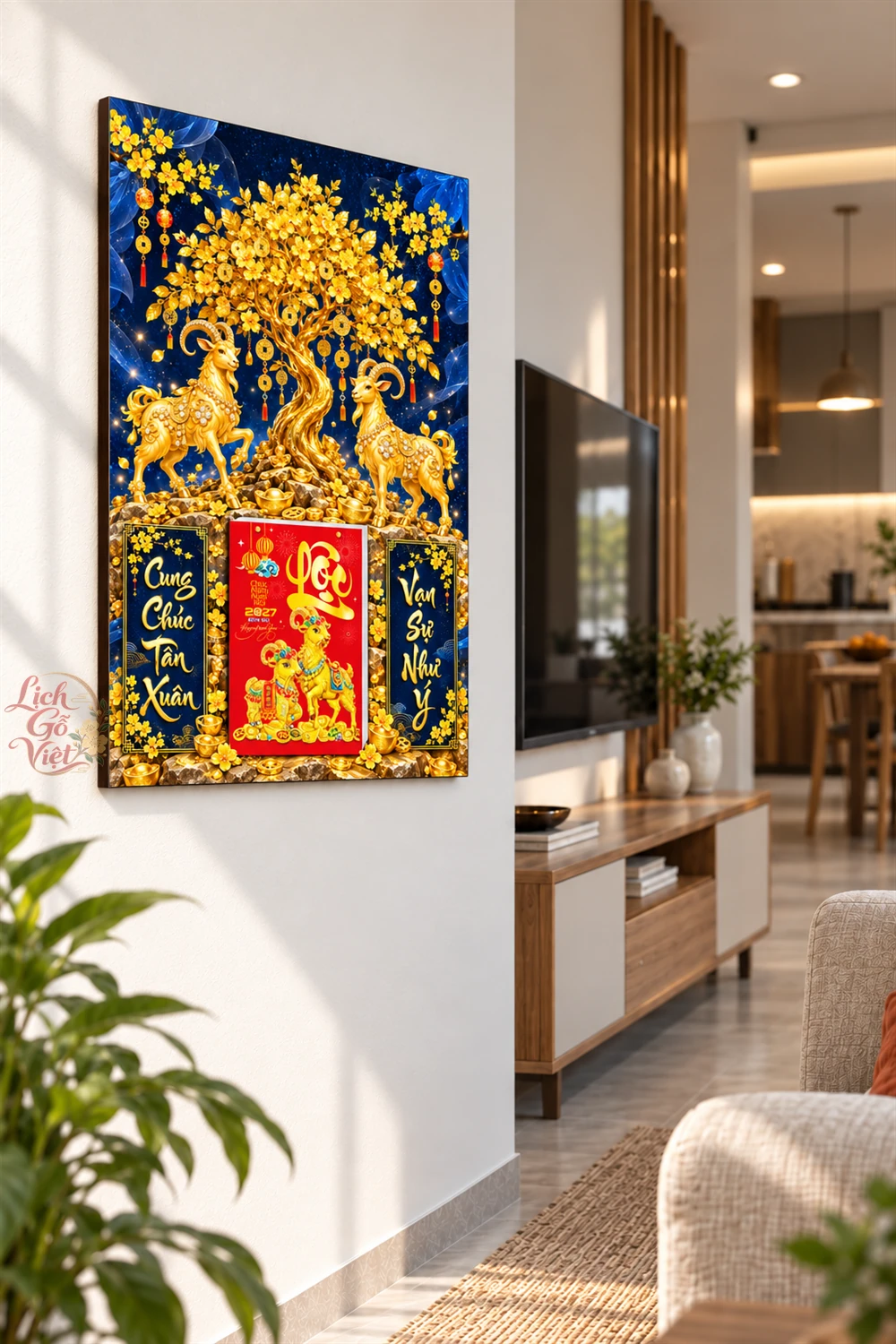 Lịch gỗ tráng gương 40x60cm Song Dương Kim Xuân LGV27T4-17 — ảnh 3