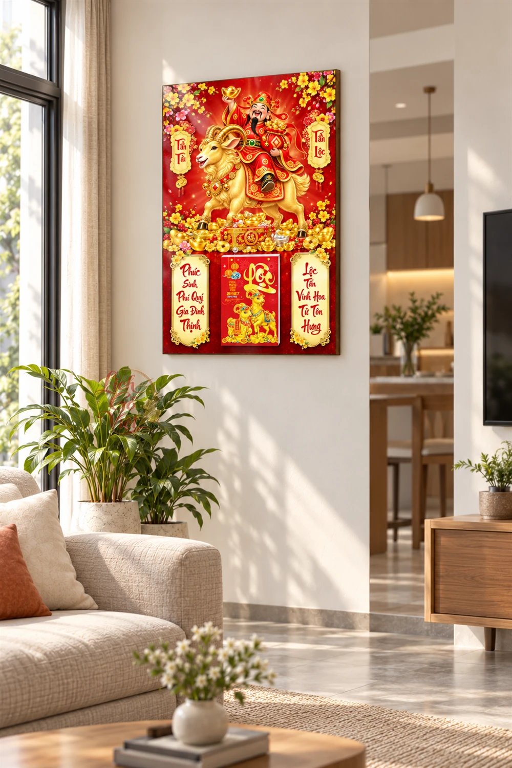 Lịch gỗ tráng gương 40x60cm Kim Dương Tấn Lộc LGV27T4-25 — ảnh 2