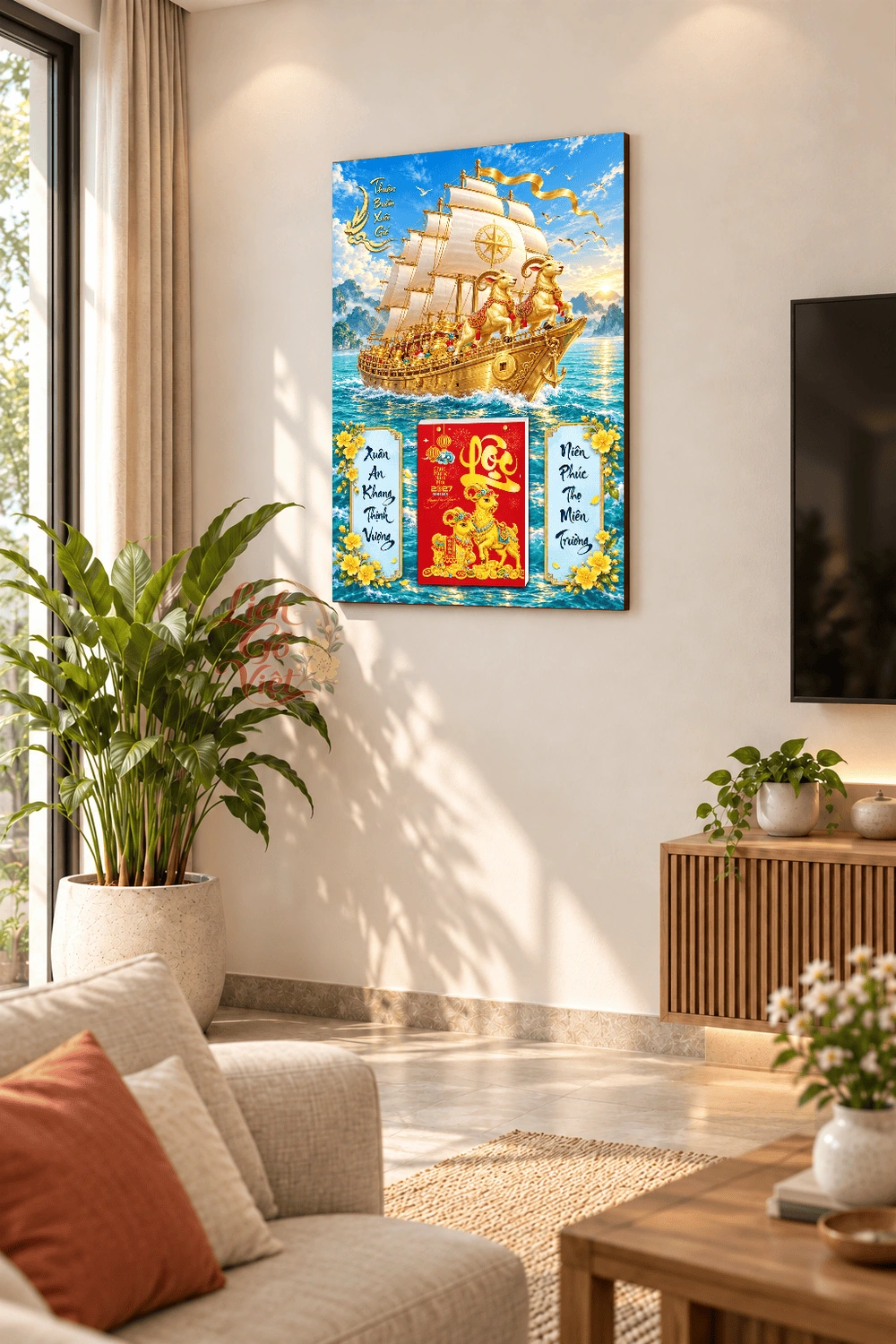Lịch gỗ treo tường 2027 Song Dương Thuận Buồm 40x60cm LGV27T4-33 — ảnh 2