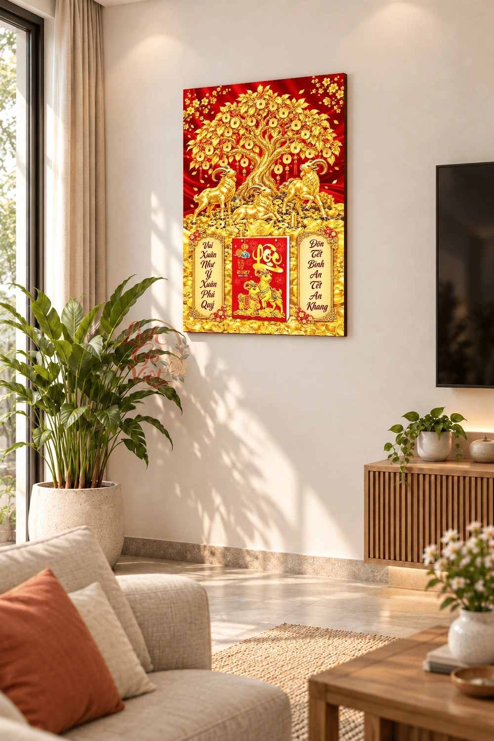 Lịch gỗ treo tường 2027 Tam Dương Kim Thụ 40x60cm LGV27T4-46 — ảnh 2