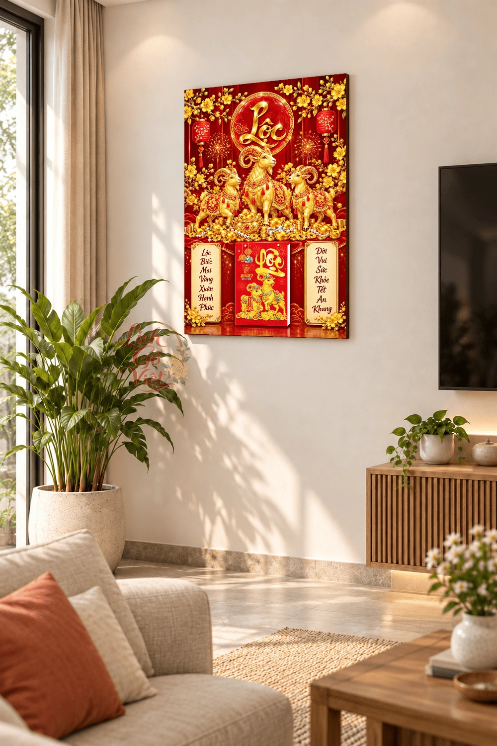 Lịch gỗ treo tường 2027 Tam Dương Đại Lộc 40x60cm LGV27T4-52 — ảnh 2