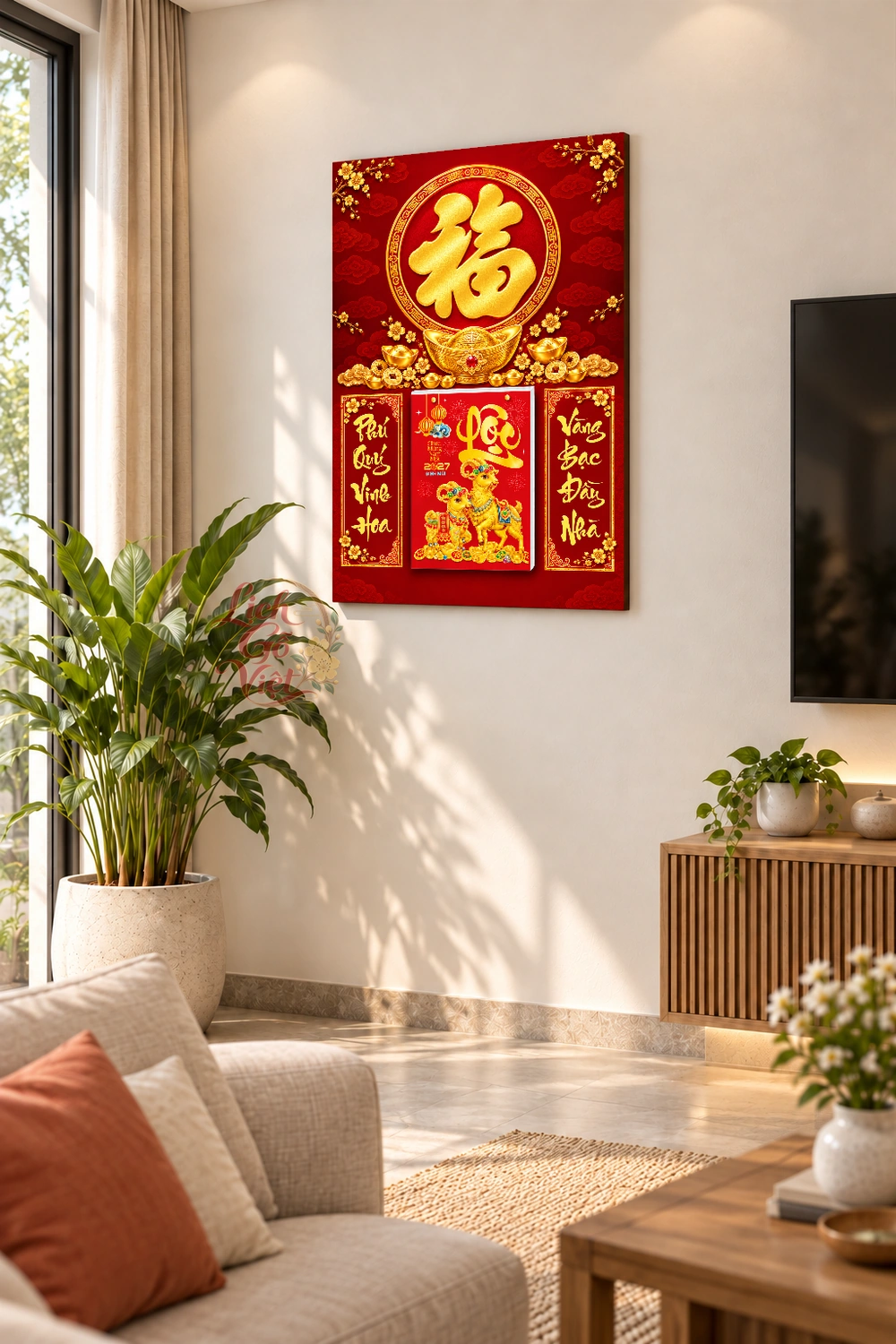 Lịch gỗ treo tường Phúc Vàng Vinh Hoa 40x60cm – LGV27T4-77 — ảnh 2